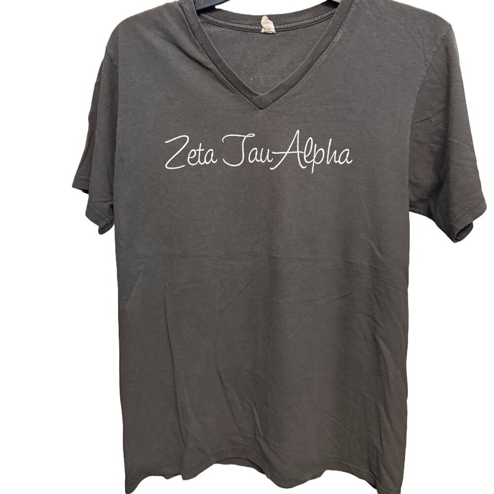 ZTA Zeta Tau Alpha Sorority Fraternity University Greek Life Anvil Tee Shirt, M